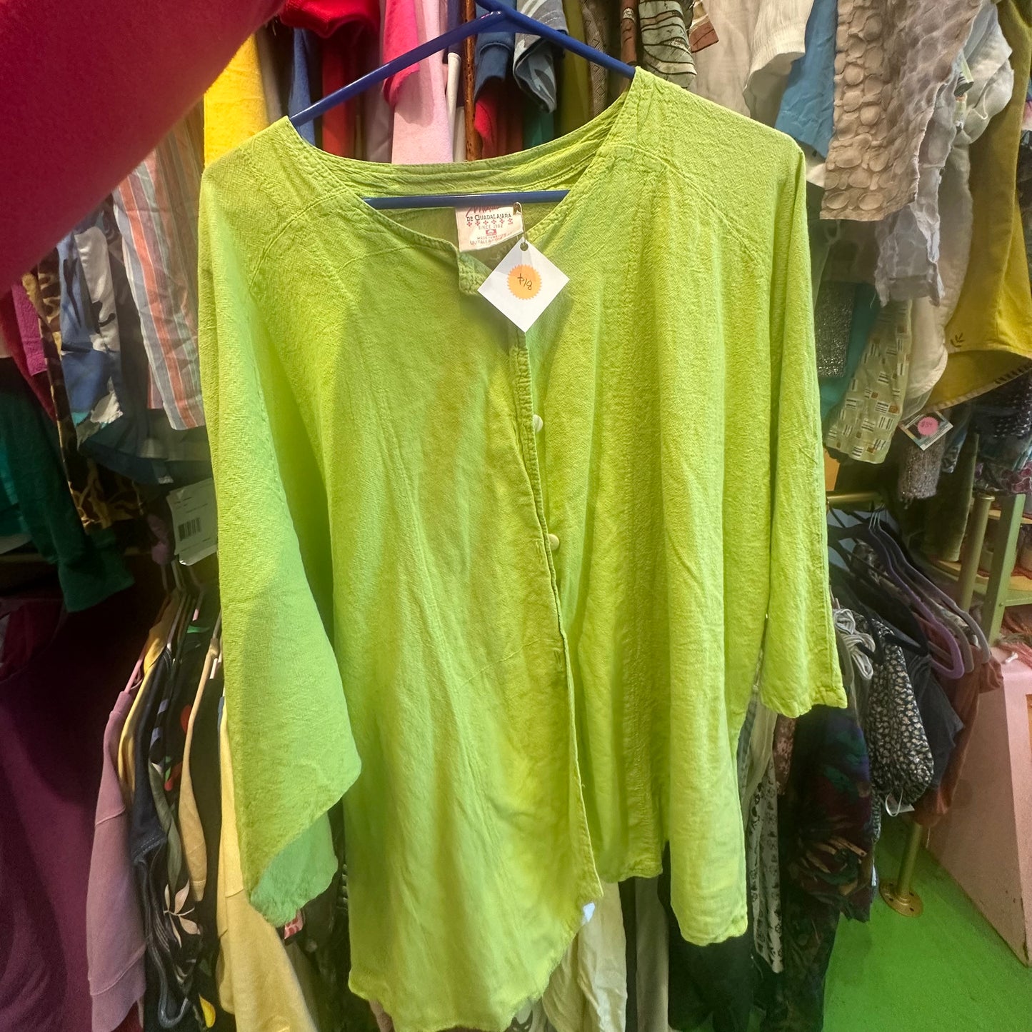 Lime Green Linen Top!