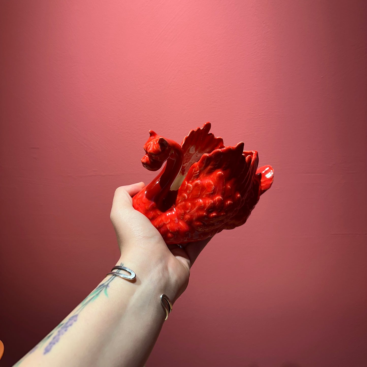 Mushy Dog Swan Planter in “Cherry”