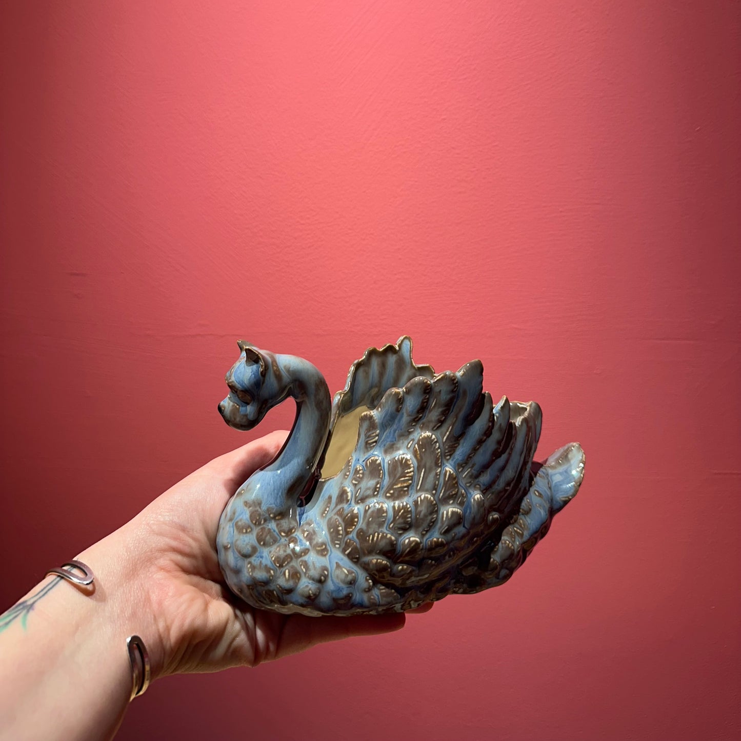 Mushy Dog Swan Planter in “Blue Jean”