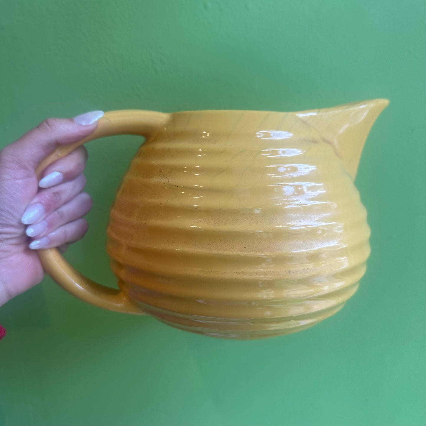 Vintage Honey Yellow Ceramic Pitcher!