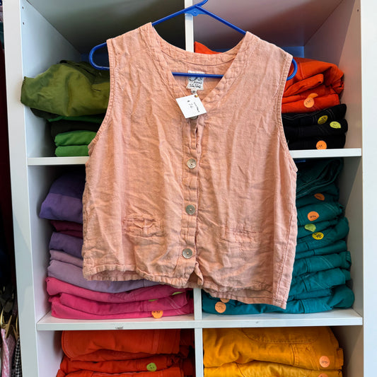 VINTAGE PEACH VIS VAI BUTTON UP TANK !