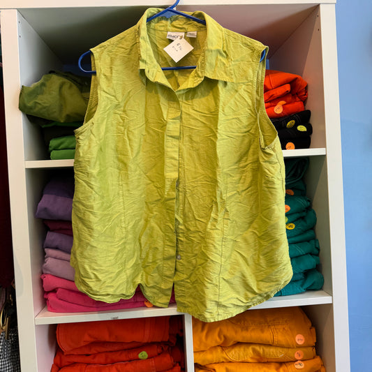 SILK CHICOS CHARTREUSE BUTTON UP TANK