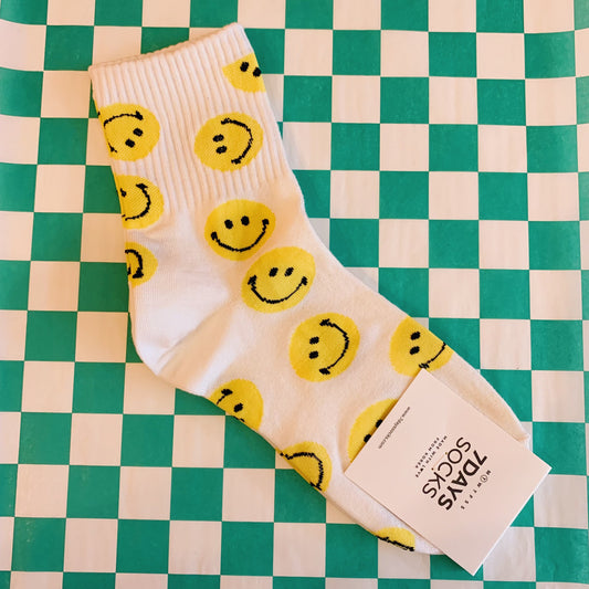 White Smiley Socks