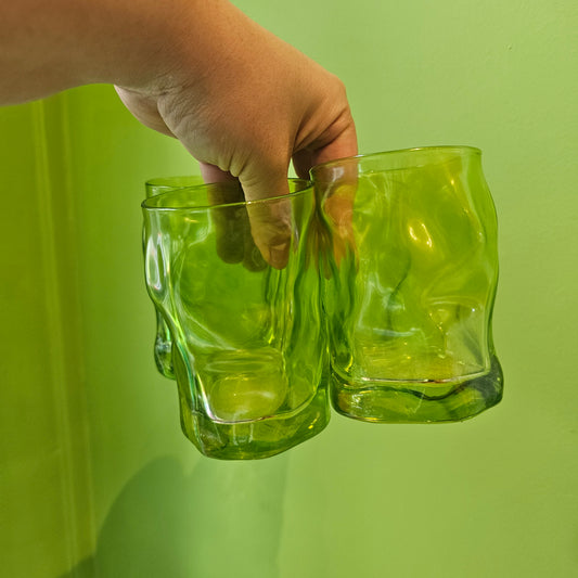 Set of Green Wobbly Glasses (4)