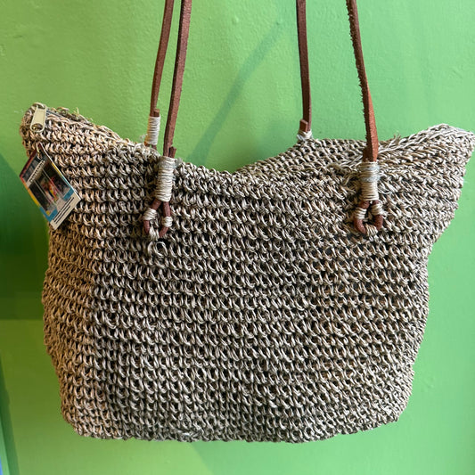 Woven Handbag with Suede Straps!