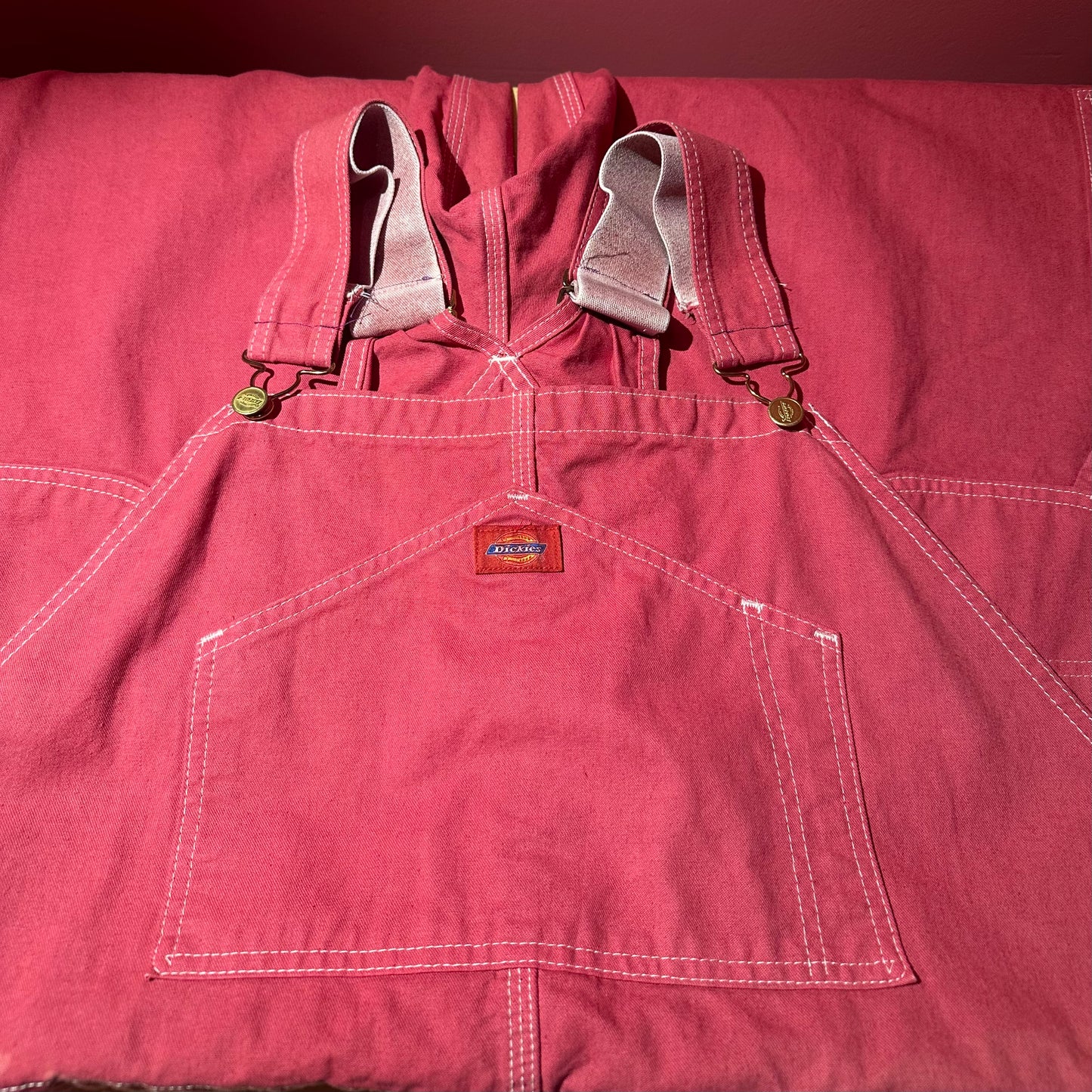 Hand Dyed Raspberry Dickies Overalls!
