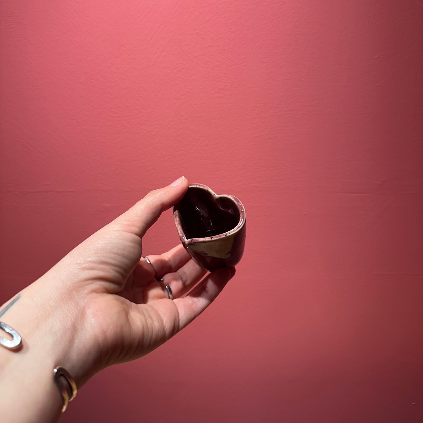 Mushy Heart Shot Glass in “Speckled Mauve”