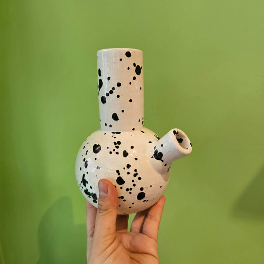 Handmade Black & White Speckled Bong!