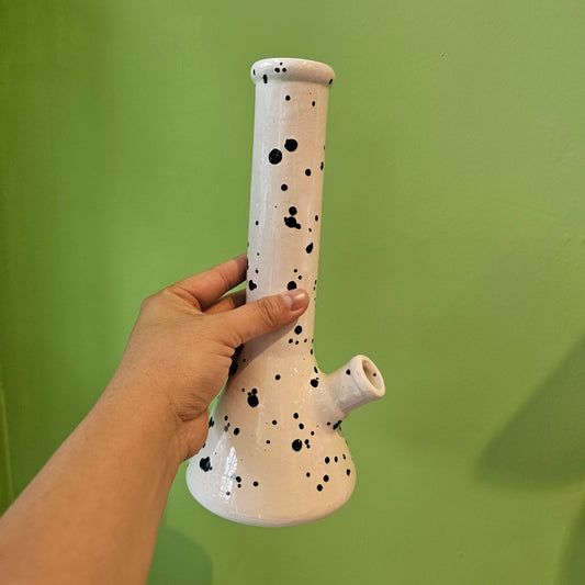 Handmade Black & White Speckled Bong! (Tall)