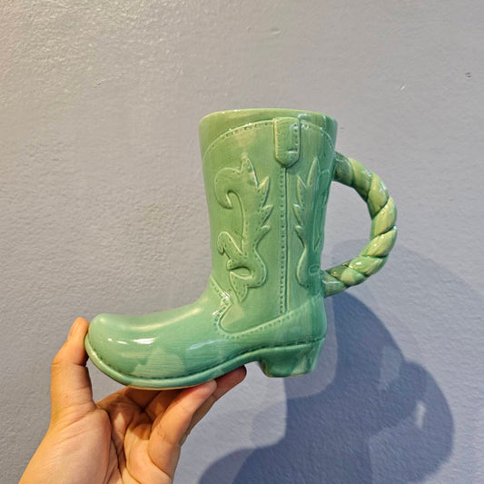 Sea Foam Green Ceramic Cowboy Boot