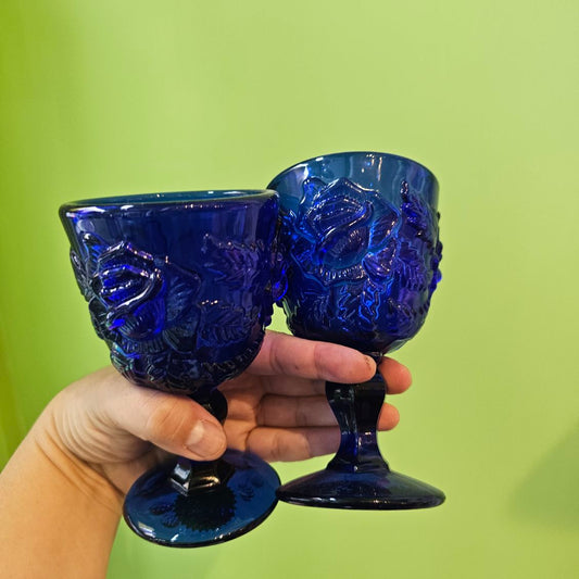 True Blue Floral Wine Glasses